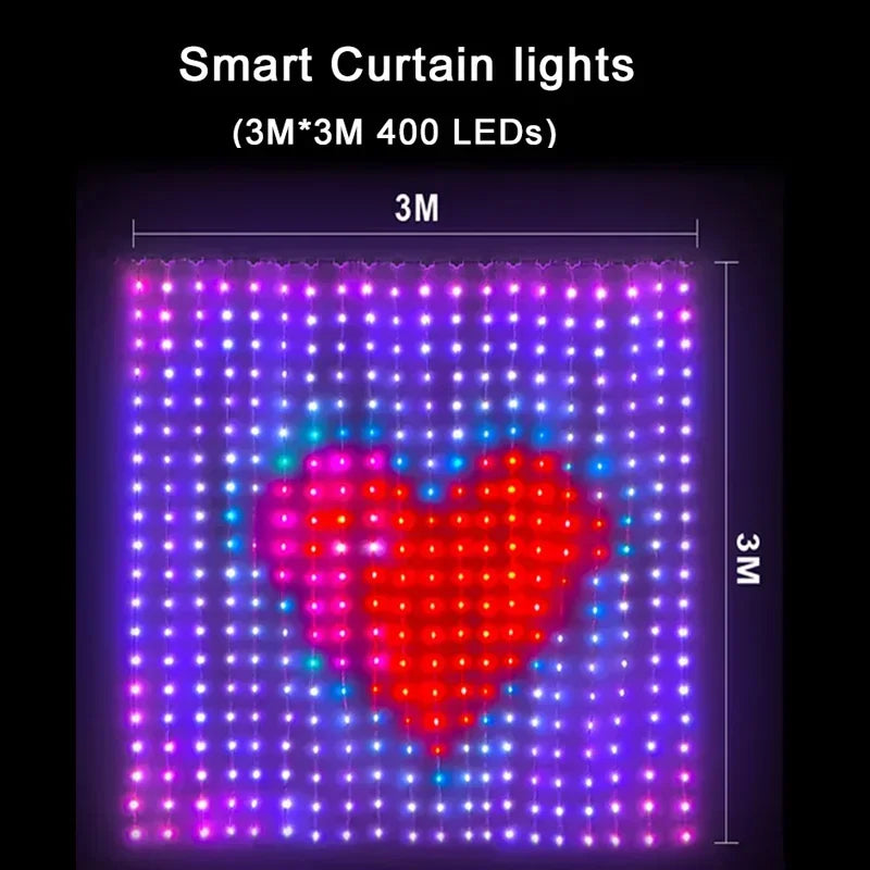 Smart 400-LED Curtain Fairy Lights, App & Remote Control