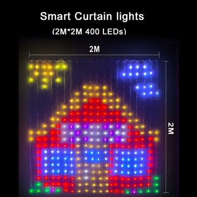 Smart 400-LED Curtain Fairy Lights, App & Remote Control