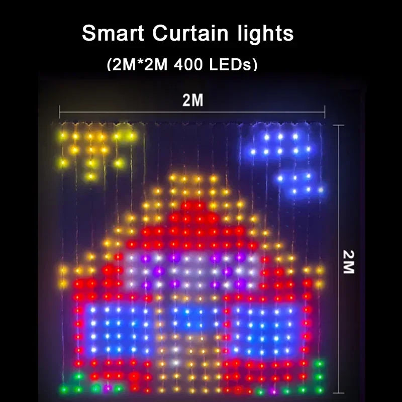 Smart 400-LED Curtain Fairy Lights, App & Remote Control