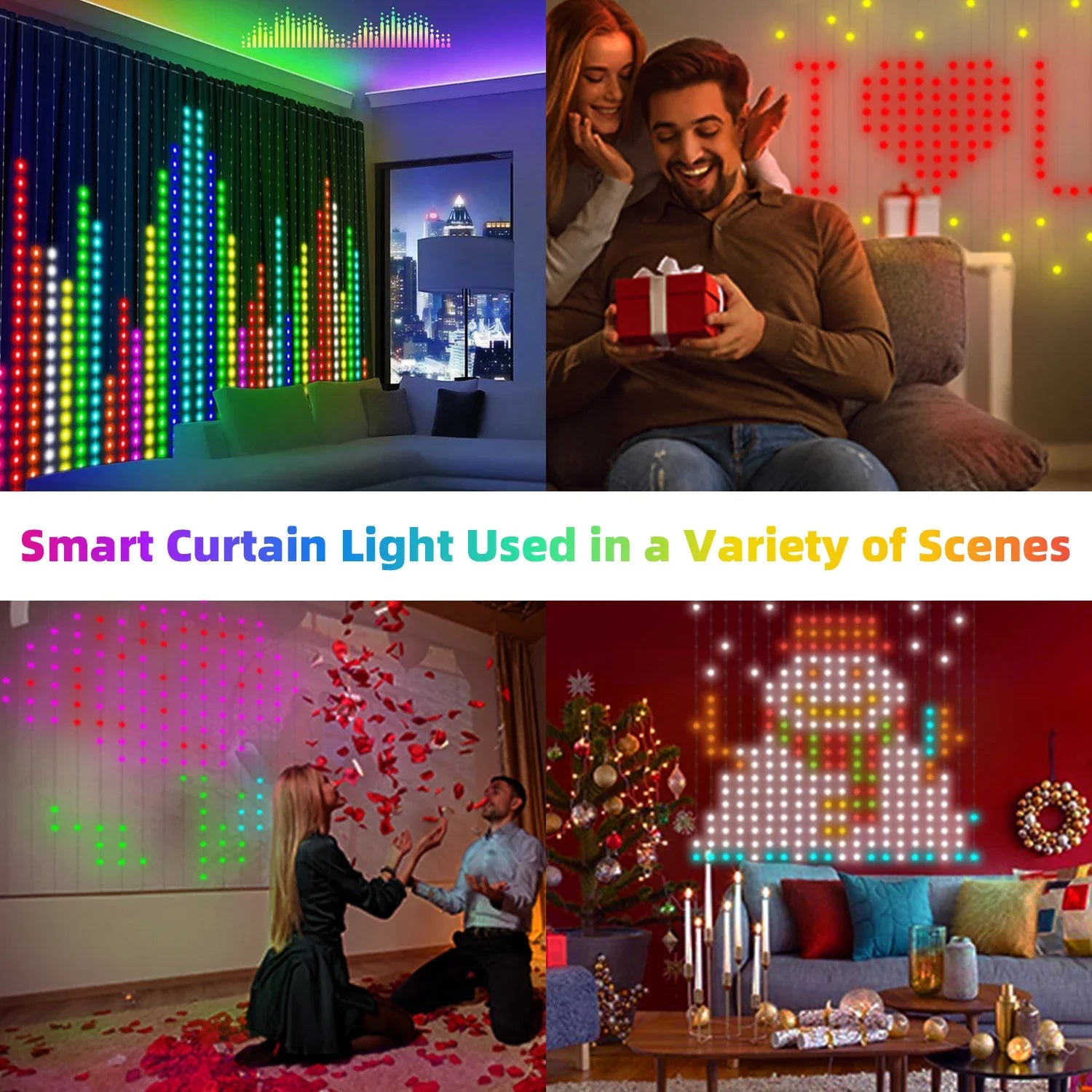 Smart 400-LED Curtain Fairy Lights, App & Remote Control
